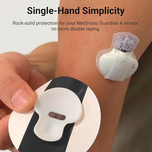 KOVOQ Waterproof Adhesive Patches for Libre 2, Medtronic Guardian and Insulin Pumps, 40-Pack Universal CGM Patches, 2 Reusable Protective Hardshell Covers, Latex-Free and Hypoallergenic (BLK) in Kuwait