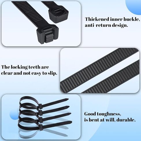 Generic 100 Pack Black Cable Ties, 8 Inch Nylon Self-Locking Zip Ties for Home Office Garden Garage in Saudi Arabia
