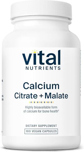 Vital Nutrients Calcium Citrate and Malate Complex 150mg | Vegan Supplement | Support Bone Strength, Muscle and Cardiovascular Health* | Gluten, Dairy and Soy Free | 100 Capsules in Saudi Arabia