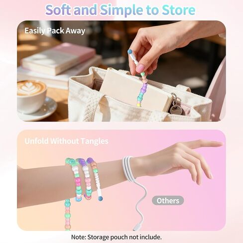 WESADN USB A لكابل شحن iPhone لطيف لون الحلوى الخرز سلك شحن سريع MFi معتمد 3.3FT كابل شاحن الهاتف 66W USB A أسلاك الشاحن للفتيات والنساء لهاتف iPhone 14 13 12 11 لجهاز iPad الملون in Kuwait