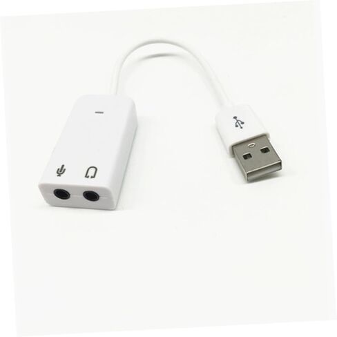 محول بطاقة صوت USB من Uonlytech مع خط كابل صوت قناة بدون سائق لأجهزة الكمبيوتر المحمول والكمبيوتر المحمول، قابس خارجي أبيض، محول صوت USB متوافق مع سماعة الرأس in Kuwait
