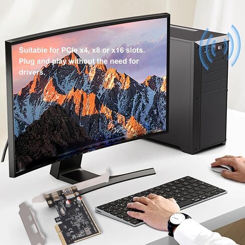 بطاقة GOWENIC PCIE USB C 3.2 Gen 1، 5 جيجابت في الثانية، 1 USB 3.2 Gen 1 Type C ومنفذ USB من النوع A، للتخزين الخارجي، وسماعات الواقع الافتراضي، وأجهزة التحكم في الألعاب، والطابعات in Saudi Arabia