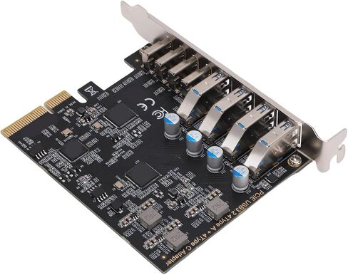 بطاقة PCIe إلى USB 3.2 Gen 2، 8 منافذ 4xType C 4xType A، عرض النطاق الترددي 10 جيجابت في الثانية، بطاقة توسيع PCIe، نقل سريع للبيانات، الدعم، نظام OS X in Kuwait