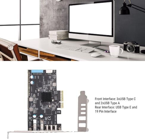 بطاقة PCIe إلى USB 3.2 الجيل الثاني، 3 USB من النوع C و2 بطاقة توسيع USB من النوع A لنظام التشغيل Linux، تدعم نقل البيانات بسرعة عالية تصل إلى 10 جيجابت في الثانية in Kuwait