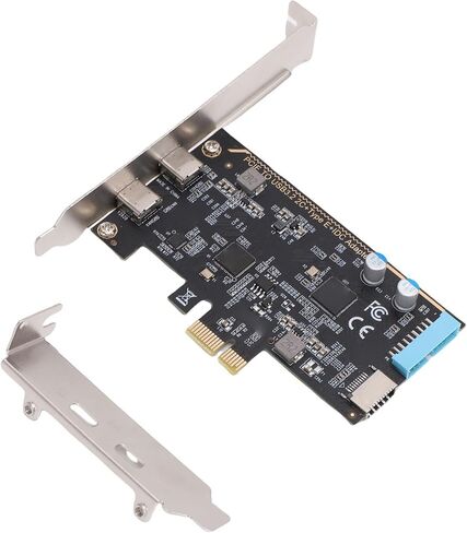 بطاقة PCIe إلى USB 3.2 Gen 1، عرض نطاق ترددي 5 جيجابت في الثانية، بطاقة توسيع مع 2 USB 3.2 Gen 1 Type C، 1 واجهة USB من النوع E 19pin، تناسب فتحات PCIe x1، x4، x8، أو x16 in Kuwait