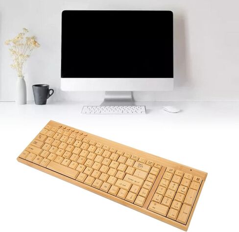 Wood Keyboard and Mouse Combo, 2.4G Cordless Keyboard and Mouse with Plug and Play for Home and Office (Keyboard) in Saudi Arabia