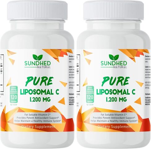 Pure Liposomal Vitamin C - 1200mg Immune System & Collagen Health Booster, Helps Anti Aging Skin Vitamins, Sodium Ascorbate, Sunflower Lecithin, Lypo Spheric - 60 Capsules in Saudi Arabia