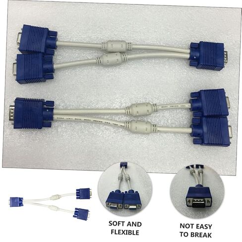Gatuida 2 قطعة كابل مهايئ VGA مزدوج دبوس ذكر إلى أنثى محول فيديو أداء مستقر وسهل التركيب in Kuwait