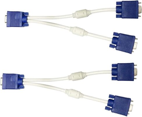 2PCS Vga Splitter Male to Dual Female Adapter Cable Pin Video Distribution for Devices Flexible Abs Coating Compact and Portable Cord for Monitors and Projectors in Saudi Arabia