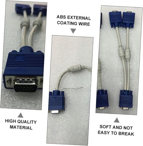 2PCS Vga Splitter Male to Dual Female Adapter Cable Pin Video Distribution for Devices Flexible Abs Coating Compact and Portable Cord for Monitors and Projectors in Saudi Arabia
