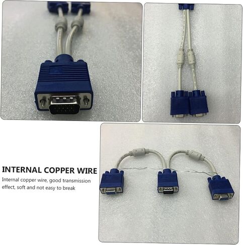 2PCS Vga Splitter Male to Dual Female Adapter Cable Pin Video Distribution for Devices Flexible Abs Coating Compact and Portable Cord for Monitors and Projectors in Saudi Arabia