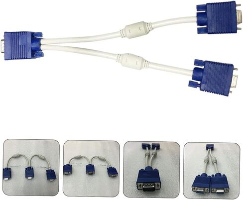2PCS Vga Splitter Male to Dual Female Adapter Cable Pin Video Distribution for Devices Flexible Abs Coating Compact and Portable Cord for Monitors and Projectors in Saudi Arabia
