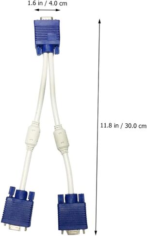 2PCS Vga Splitter Male to Dual Female Adapter Cable Pin Video Distribution for Devices Flexible Abs Coating Compact and Portable Cord for Monitors and Projectors in Saudi Arabia