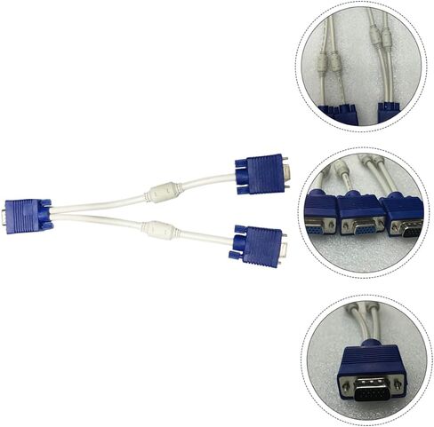 2PCS Vga Splitter Male to Dual Female Adapter Cable Pin Video Distribution for Devices Flexible Abs Coating Compact and Portable Cord for Monitors and Projectors in Saudi Arabia