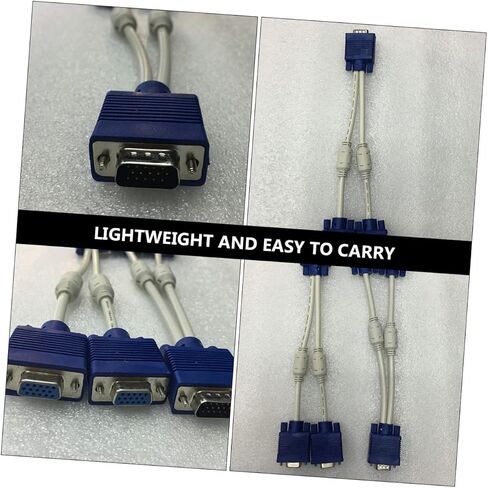 2PCS Vga Splitter Male to Dual Female Adapter Cable Pin Video Distribution for Devices Flexible Abs Coating Compact and Portable Cord for Monitors and Projectors in Saudi Arabia