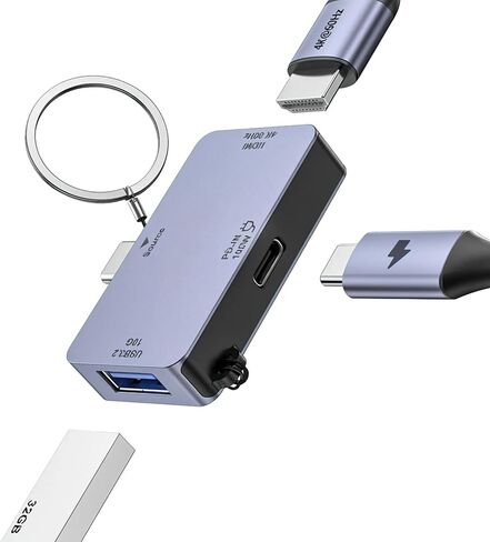 موزع USB C 3 في 1، مضغوط للغاية، USB-C إلى HDMI 4K@60 هرتز، 10 جيجابت في الثانية USB-A، توصيل طاقة 100 واط متوافق مع iPad Pro، MacBook Pro/Air، iMac، iPhone 16/15 Pro/Pro Max، XPS، Thinkpad والمزيد in Kuwait
