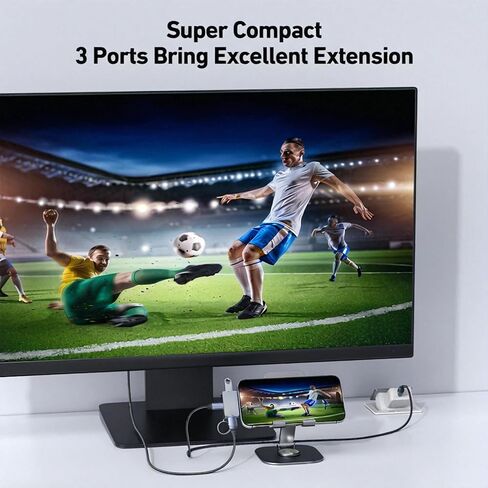 موزع USB C 3 في 1، مضغوط للغاية، USB-C إلى HDMI 4K@60 هرتز، 10 جيجابت في الثانية USB-A، توصيل طاقة 100 واط متوافق مع iPad Pro، MacBook Pro/Air، iMac، iPhone 16/15 Pro/Pro Max، XPS، Thinkpad والمزيد in Kuwait