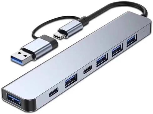 7-in-1 USB C Hub – Aluminum Multiport USB Splitter Adapter with 5 USB & 2 USBC Ports, Compact & Lightweight for iPad, Laptop& More in Saudi Arabia