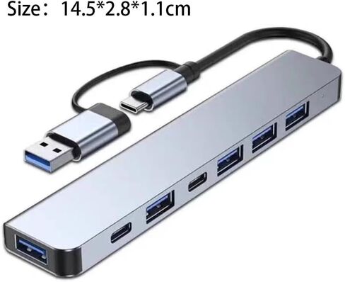 7-in-1 USB C Hub – Aluminum Multiport USB Splitter Adapter with 5 USB & 2 USBC Ports, Compact & Lightweight for iPad, Laptop& More in Saudi Arabia