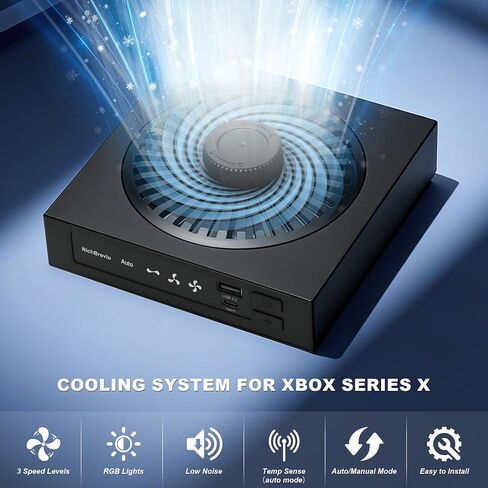 Cooling Fan for Xbox Series X with RGB Light, Dust Proof Cooling System for Xbox Series X Console, Top Fan with Auto Fan Speed Adjustable by Temperature, 3 Speed Level 1500/1750/2000RPM in Saudi Arabia