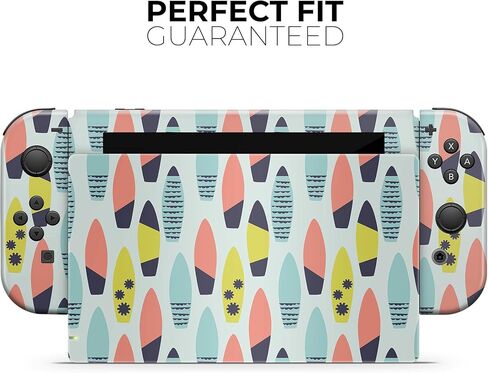 Design Skinz - Compatible with Nintendo Switch Console + Joy-Con - Skin Decal Protective Scratch-Resistant Removable Vinyl Wrap Cover - Vibrant Colored Surfboard Pattern in Saudi Arabia
