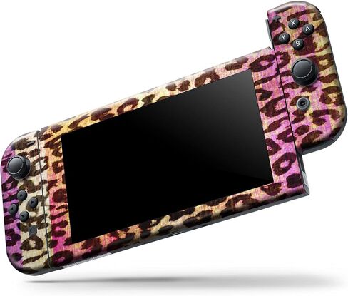 Design Skinz - متوافق مع Nintendo Switch Joy-Con فقط - غطاء حماية من الفينيل مقاوم للخدش وقابل للإزالة - طباعة حيوانات الفهد المخططة النابضة بالحياة in Saudi Arabia