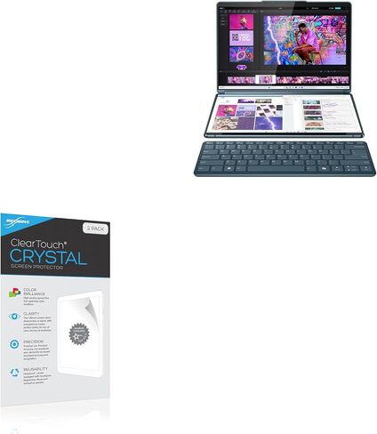 واقي شاشة BoxWave متوافق مع Lenovo Yoga Book 9i (83FF) - ClearTouch Crystal (عبوتان)، غلاف فيلم عالي الدقة - يحمي من الخدوش in Saudi Arabia