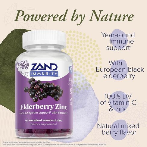 ZAND Elderberry Zinc Immunity Gummies with Vitamin C | Year-Round Immune Support for Children & Adults | 60ct, 30 Serv. in Saudi Arabia