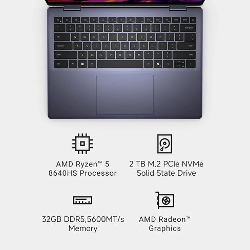 كمبيوتر محمول Dell Inspiron 14 بشاشة لمس 2 في 1 للأعمال، شاشة 14 بوصة FHD+ IPS، AMD Ryzen 5 8640HS، 64 جيجابايت DDR5، 4 تيرابايت SSD، Copilot AI، لوحة مفاتيح بإضاءة خلفية، بصمة الإصبع، Windows 11 Pro، مع الملحقات in Saudi Arabia
