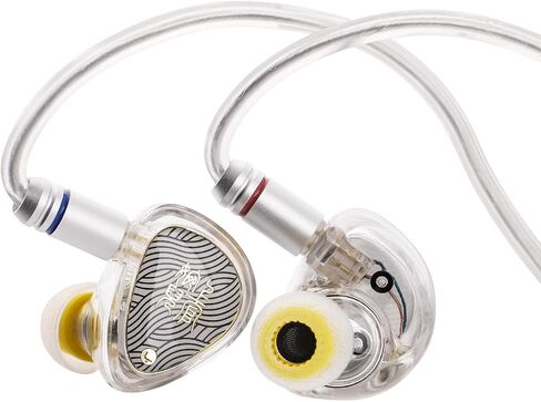 Linsoul TANGZU Wan'er S.G II In Ear Monitor,HiFI Wired Earbuds,10mm Dynamic Driver PET Diaphragm Gaming IEM Earphones with 2Pin Detachable OFC Cable for Audiophile DJ Stage (Clear White, 3.5mm No Mic) in Saudi Arabia