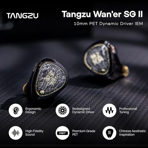 Linsoul TANGZU Wan'er S.G II داخل الأذن، سماعات أذن سلكية HiFI، سماعات أذن IEM للألعاب ذات غشاء ديناميكي 10 مم مع كابل OFC قابل للفصل 2Pin لمرحلة DJ الصوتية (أبيض شفاف، 3.5 مم بدون ميكروفون) in Kuwait