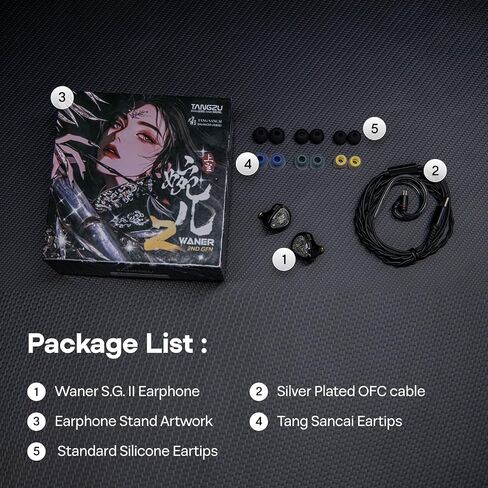 Linsoul TANGZU Wan'er S.G II داخل الأذن، سماعات أذن سلكية HiFI، سماعات أذن IEM للألعاب ذات غشاء ديناميكي 10 مم مع كابل OFC قابل للفصل 2Pin لمرحلة DJ الصوتية (أبيض شفاف، 3.5 مم بدون ميكروفون) in Kuwait