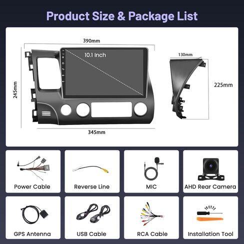 2+64G Android Car Radio for Honda Civic 2006 2007 2008 2009 2010 2011, 9 Inch Touchscreen Radio Wireless Carplay Android Auto, WiFi GPS Navigation Bluetooth FM RDS EQ Mirror Link in Saudi Arabia