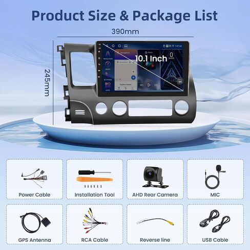 2+64G Android Car Radio for Honda Civic 2006 2007 2008 2009 2010 2011, 9 Inch Touchscreen Radio Wireless Carplay Android Auto, WiFi GPS Navigation Bluetooth FM RDS EQ Mirror Link in Saudi Arabia