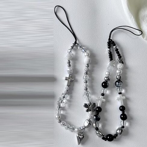 Charms Cute Beaded Lanyard Wrist Strap Aesthetic Cell Keychain Cute Charms for Women in Saudi Arabia
