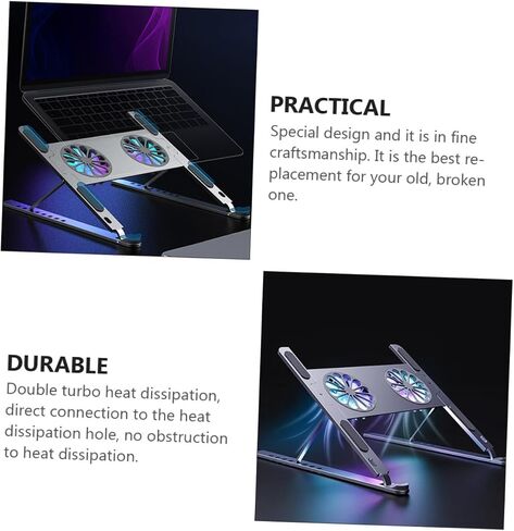 حامل تبريد للكمبيوتر المحمول من الألومنيوم من Gear مع حماية من إضاءة LED ملونة ووسادة تبريد غير قابلة للانزلاق للألعاب والعمل وجهاز الكمبيوتر المحمول الذي يعمل بمنفذ USB in Kuwait