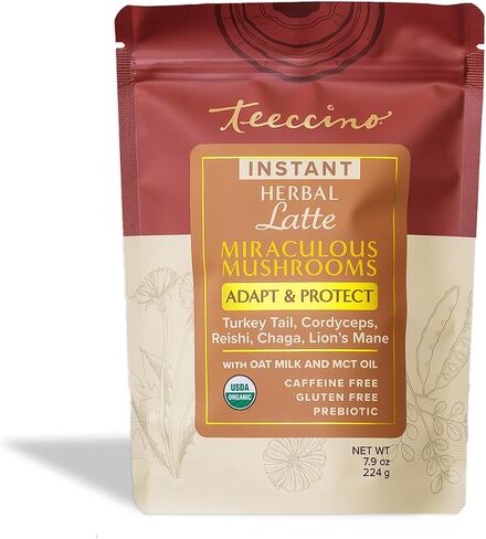 Teeccino Mushroom Adaptogen Herbal Coffee Sampler - 6 Trial-Size Packets - Chaga Ashwaganda, Reishi Eleuthero, Tremella Tulsi, Cordyceps Schisandra, Turkey Tail Astragalus, Lion’s Mane Rhodiola in Saudi Arabia