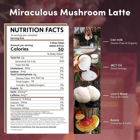 Teeccino Mushroom Adaptogen Herbal Coffee Sampler - 6 Trial-Size Packets - Chaga Ashwaganda, Reishi Eleuthero, Tremella Tulsi, Cordyceps Schisandra, Turkey Tail Astragalus, Lion’s Mane Rhodiola in Saudi Arabia