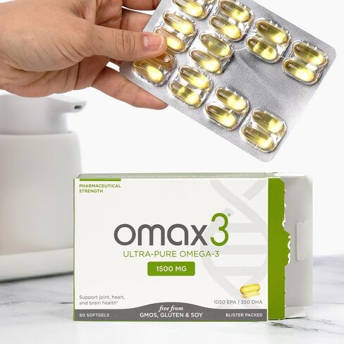 Omax3 4 صناديق حبوب زيت السمك أوميغا 3 فائقة النقاء | تركيز عالي من EPA DHA، 1500 مجم، خالي من الغلوتين، غير معدل وراثيًا، صنع في الولايات المتحدة الأمريكية، 240 كبسولة هلامية (4 صناديق) in Saudi Arabia