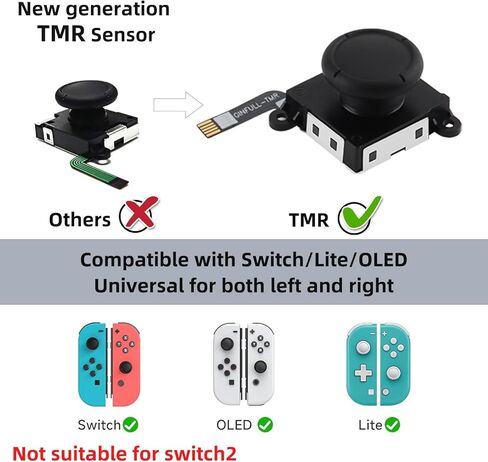 استبدال عصا التحكم الكهرومغناطيسية TMR للتبديل/OLED JoyCon & Switch Lite، عصا الإبهام التناظرية ثلاثية الأبعاد المضادة للانجراف، مجموعة أدوات الإصلاح in Saudi Arabia