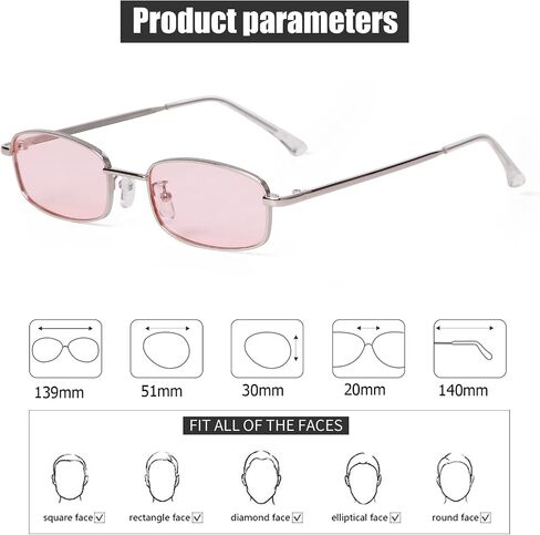 SORVINO Small Narrow Rectangle Sunglasses for Women Men Retro Y2K Metal Frame 90s Skinny Shades in Saudi Arabia