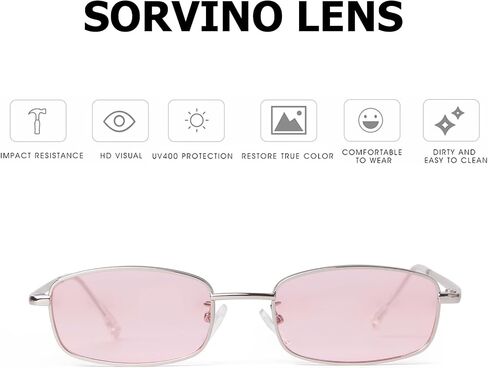 SORVINO Small Narrow Rectangle Sunglasses for Women Men Retro Y2K Metal Frame 90s Skinny Shades in Saudi Arabia