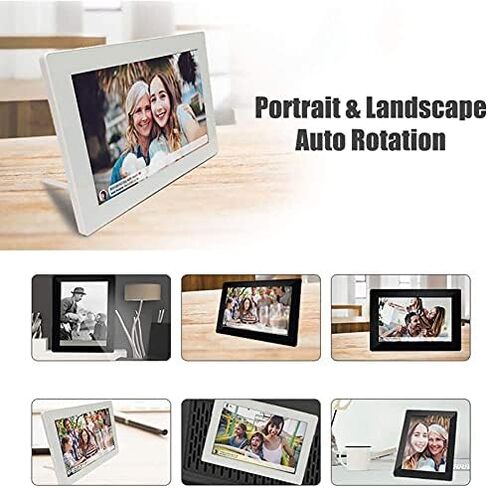 إطار صور رقمي WiFi مقاس 10.1 بوصة، وشاشة لمس IPS بدقة 1280 × 800، ودوران تلقائي، والقدرة على مشاركة الصور ومقاطع الفيديو عبر التطبيق. in Saudi Arabia