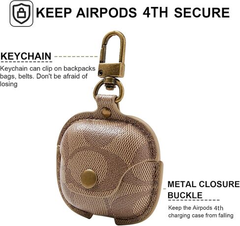 حافظة AirPods 4 (2024)، حماية كاملة للجسم ضد الصدمات لجراب AirPods الجيل الرابع، متوافقة مع حافظة AirPods 4th مع سلسلة مفاتيح للنساء والرجال - بني in Kuwait