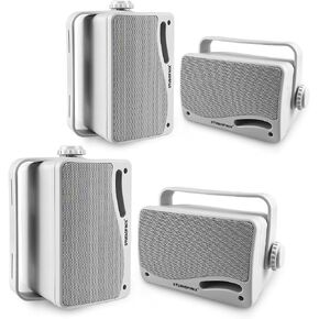 STUDIOFINIX 3.5" Outdoor Bluetooth Speakers Wired Waterproof, 400W 3 Way Upgrade Premium Wall Mount Speakers, Durable Mountable Loud Sound System for Patio Indoor Deck Garage (White 2 Pairs) in Kuwait