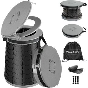 XXL Portable Toilet -19.7" H 15" D Adjustable Foldable Camping Toilet, Luggable Loo with Lid, Strap,Toilet Bag for Camping, Hiking, Travel and Car with Carry Bag in Saudi Arabia