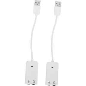 قطعتان من محول بطاقة الصوت USB الخارجي لأجهزة الكمبيوتر المحمول مع توصيل رقاقة مستقلة لتقليل الضوضاء وتشغيل إدخال الميكروفون ومخرج سماعة الرأس، لا يتطلب برنامج تشغيل الصوت لسطح المكتب و in Kuwait