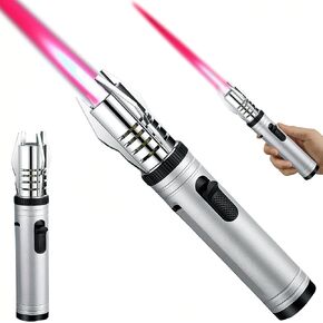 Torch Lighter, Refillable Butane Windproof Jet Lighter with Safety Lock & Adjustable Flame for Cooking, Camping, BBQ, Baking, Kitchen, Outdoor (No Gas Included) - Black in Saudi Arabia