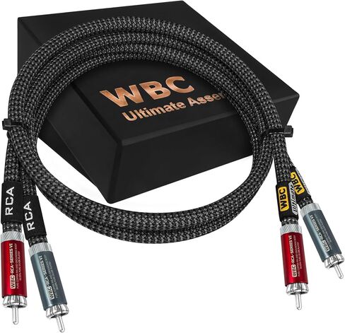 أفضل الكابلات في العالم 1.5 قدم Ultimate - 18 AWG - OFC فائق النقاء - سعة منخفضة للغاية (15pF/قدم) - زوج كابل RCA صوتي ممتاز مع مقابس RCA نحاسية نقية مطلية بالفضة وسترة تويد كربونية in Saudi Arabia