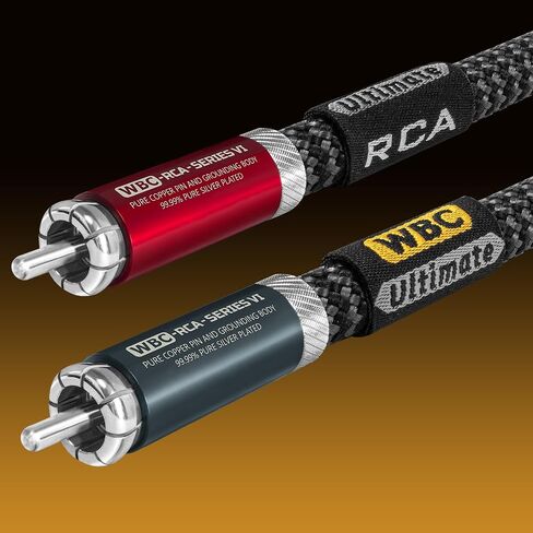 أفضل الكابلات في العالم 1.5 قدم Ultimate - 18 AWG - OFC فائق النقاء - سعة منخفضة للغاية (15pF/قدم) - زوج كابل RCA صوتي ممتاز مع مقابس RCA نحاسية نقية مطلية بالفضة وسترة تويد كربونية in Saudi Arabia
